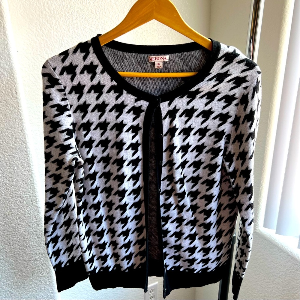 Target Merona Houndstooth Black & White Retro Cardigan